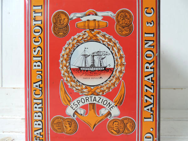 【D.LAZZARONI&C】イタリア・アマレッティ・ヴィンテージ・ティン缶/ビスケット缶