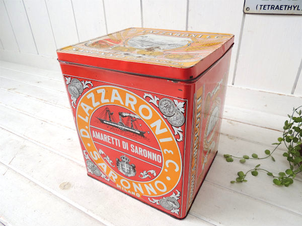 【D.LAZZARONI&C】イタリア・アマレッティ・ヴィンテージ・ティン缶/ビスケット缶