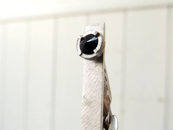 【Shields】シルバー×ブラック・ヴィンテージ・お洒落なデザイン・タイピン・タイバー