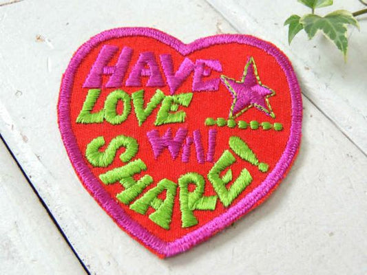 ハート・HAVE LOVE Will SHARE ! ヴィンテージ・刺繍・ワッペン・デッドストック