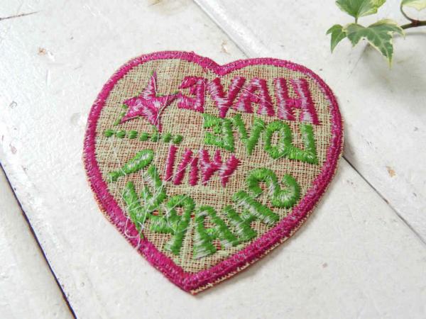 ハート・HAVE LOVE Will SHARE ! ヴィンテージ・刺繍・ワッペン・デッドストック