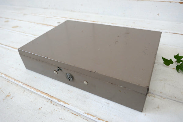 USA 工業系 インダストリアル ヴィンテージ キャッシュボックス 金庫 仕切り付き メタル製