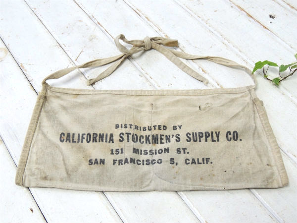 【CALIFORNIA×サンフランシスコ】ポケット付き・ヴィンテージ・ワークエプロン・ワークスタイル