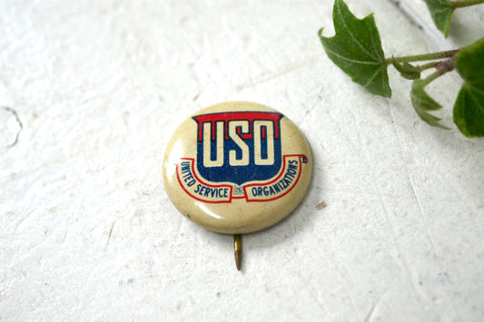 USO 1941's・米国軍隊・ヴィンテージ・ミリタリー・USA・缶バッジ・第二次世界大戦 小物
