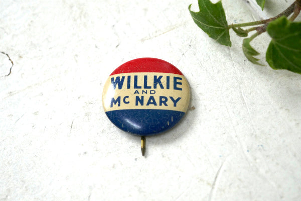ウェンデルウィルキー 1940's アメリカ大統領選挙　共和党議員 ヴィンテージ 缶バッジ US