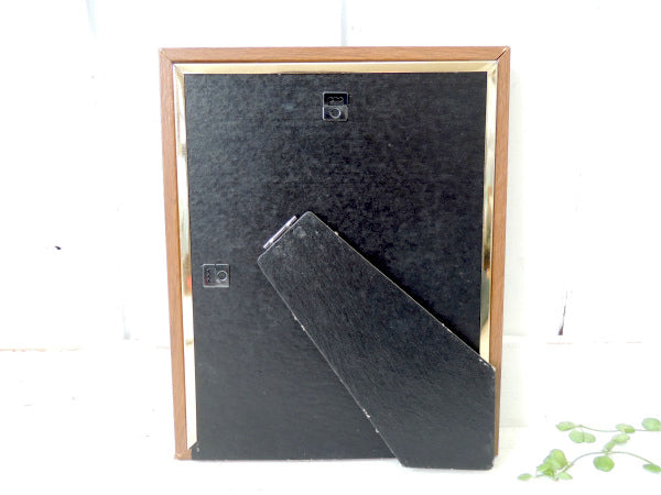 ウッド柄×ガラス製 額 USA ヴィンテージ・フォトフレーム アンティーク 写真付き