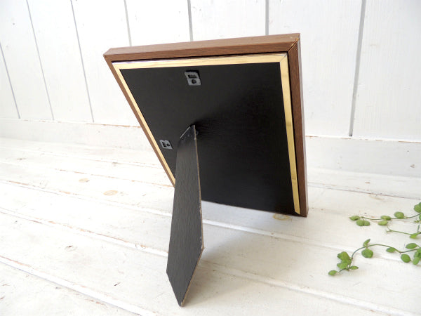 ウッド柄×ガラス製 額 USA ヴィンテージ・フォトフレーム アンティーク 写真付き