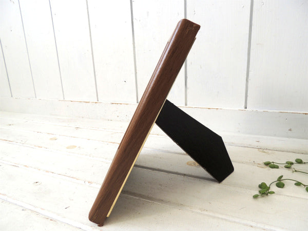 ウッド柄×ガラス製 額 USA ヴィンテージ・フォトフレーム アンティーク 写真付き