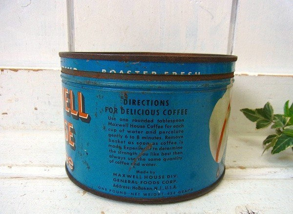 【MAXWELL HOUSE】ブリキ製・ヴィンテージ・コーヒー缶/ティン缶 USA