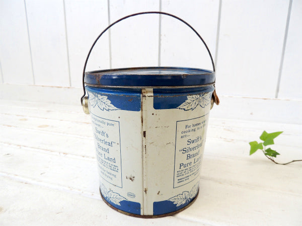 【SWIFT】SILVERLEAF・ハンドル付き・ヴィンテージ・ラード缶/ブリキ缶 USA