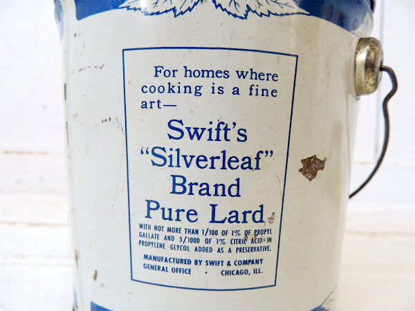 【SWIFT】SILVERLEAF・ハンドル付き・ヴィンテージ・ラード缶/ブリキ缶 USA