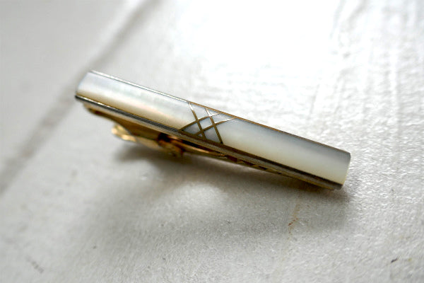 AUSTRIA ゴールドトーン×ホワイト 幾何学 オーストリア ヴィンテージ タイピン アクセサリー