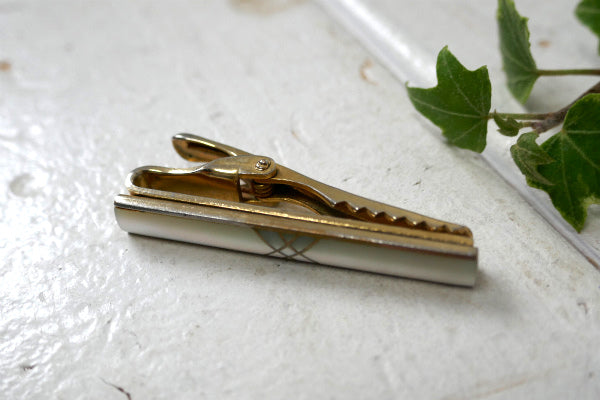 AUSTRIA ゴールドトーン×ホワイト 幾何学 オーストリア ヴィンテージ タイピン アクセサリー