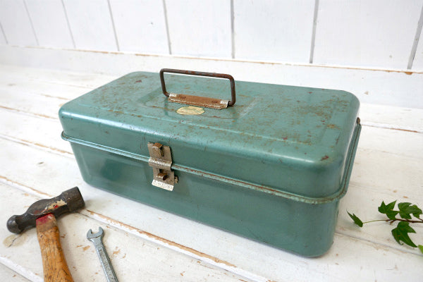 My Buddy グリーン メタル製 2段式 ヴィンテージ タックルボックス ツールケース 工具箱