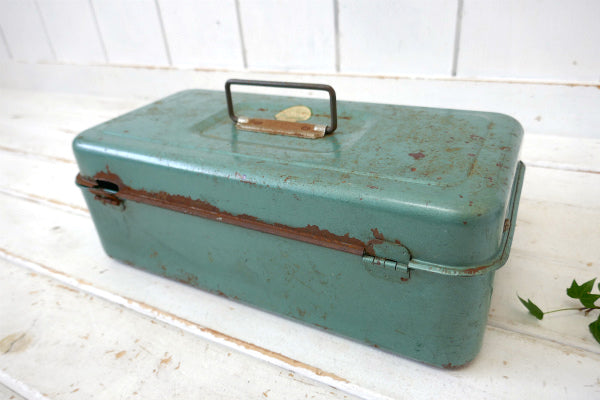 My Buddy グリーン メタル製 2段式 ヴィンテージ タックルボックス ツールケース 工具箱