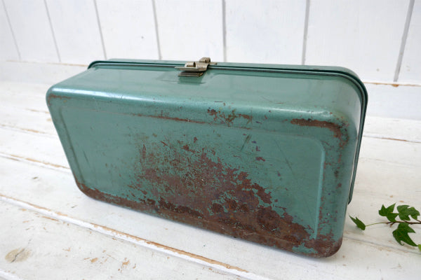 My Buddy グリーン メタル製 2段式 ヴィンテージ タックルボックス ツールケース 工具箱