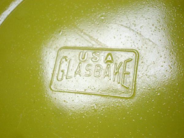 【グラスベイク】Glasbake・イエロー・ワンハンドル・キャセロール/食器　USA