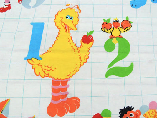 【セサミストリートの仲間たち】数字柄・ヴィンテージ・ユーズドシーツ(フラットタイプ) USA