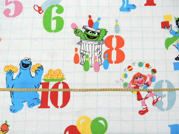 【セサミストリートの仲間たち】数字柄・ヴィンテージ・ユーズドシーツ(フラットタイプ) USA