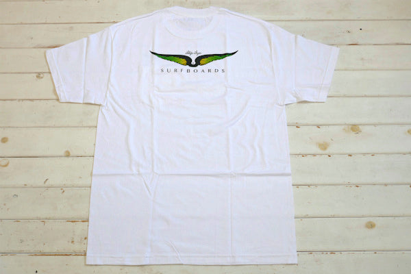 スキップフライ・サーフボード Frye Wings・ホワイト×グリーン・ポケットTシャツ(L)