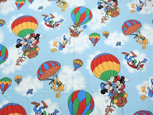【ミッキー&フレンズ】ディズニー・気球柄・ユーズドシーツ(フラットタイプ) USA