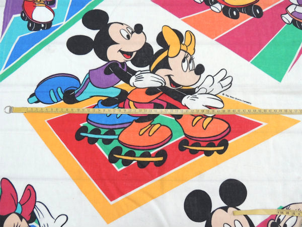 【ミッキー&ミニー】ローラースケート柄・ヴィンテージ・ユーズドシーツ(ボックスタイプ) USA