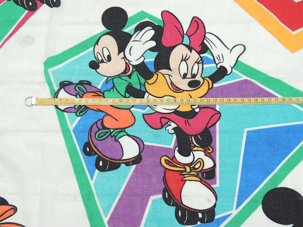 【ミッキー&ミニー】ローラースケート柄・ヴィンテージ・ユーズドシーツ(ボックスタイプ) USA