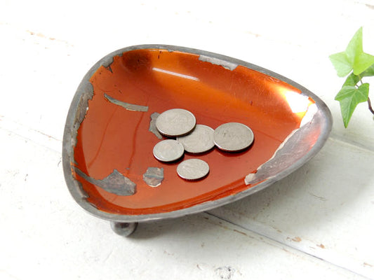 【60s・WALLACE】ミッドセンチューリー・トライアングル・レトロモダン・デコ・シルバー・トレイ