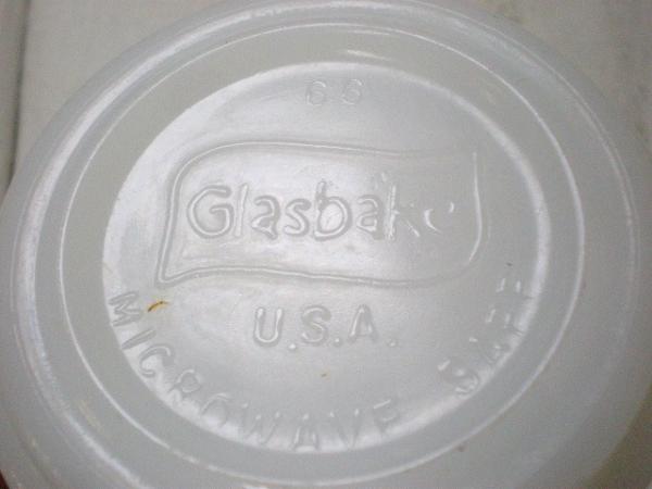 【グラスベイク・Glasbake・1980's】アドバタイジング・マグカップ・ミルクガラス