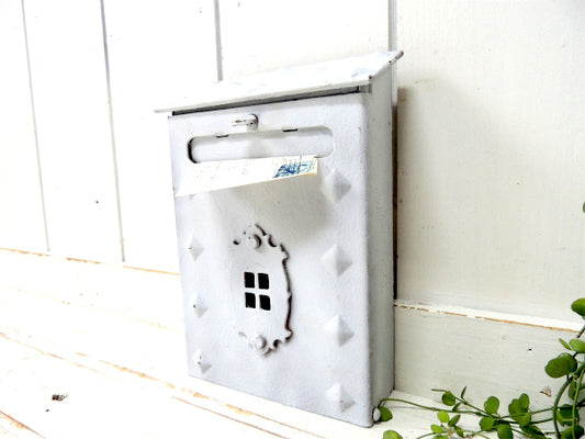 USA ホワイト ハンドペイント アイアン製 アンティーク ヴィンテージ メールボックス 郵便受け ポスト