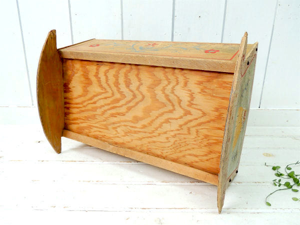 USA 花柄&母子 ハンドペイント 木製 アンティーク ゆりかご ロッキング ベビーベッド バスケットドールベッド