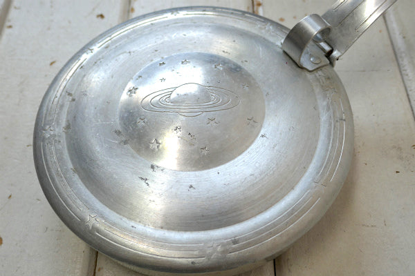 宇宙 惑星 土星  星 スペーシーデザイン 蓋付き ヴィンテージ アルミパン キャンプ アウトドア