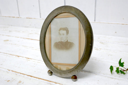 シルバートーン オーバル型 アンティーク 卓上 フォトフレーム 額縁 写真立て インテリア USA