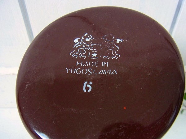 ユーゴスラビア製・ブラウンのアンティーク・ホーロー・バターメルター/鍋