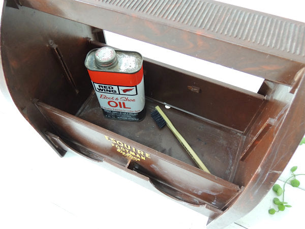 Esquire Footman シューケア USA ヴィンテージ 靴磨きボックス 収納ケース シューシャインボックス