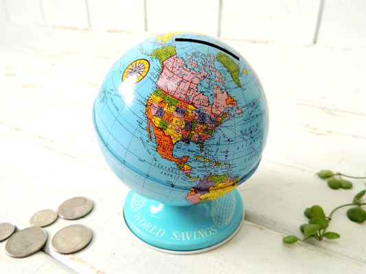 【オハイオアート・OHIO】地球儀・ヴィンテージ・コインバンク・貯金箱・USA