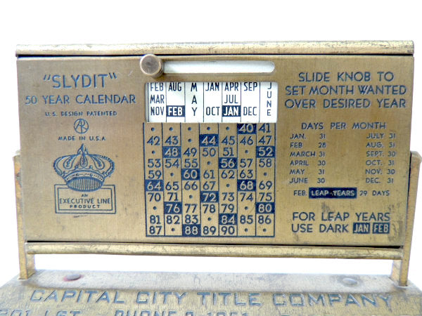 【SACRAMENTO・サクラメント】真鍮製・アンティーク・卓上デスク・カレンダー・アドバタイジング