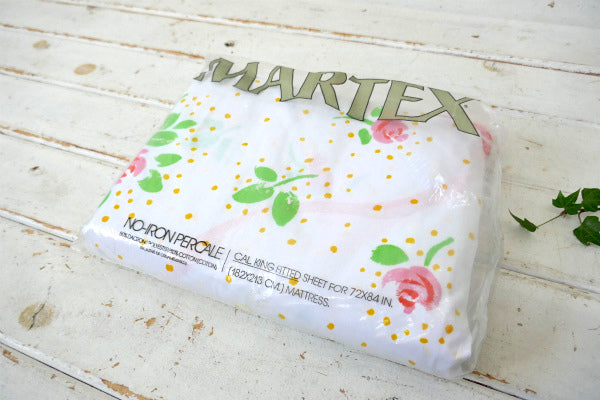 Martex デッドストック 未使用 ヴィンテージ 花柄 フィットシーツ ベッドシーツ 生地 USA