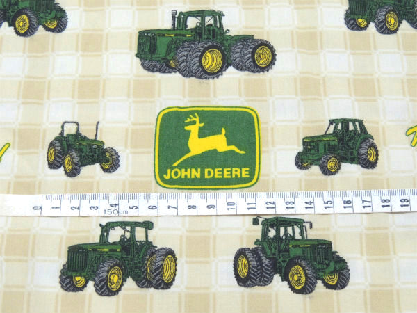 【John Deere】ジョンディア・鹿ロゴ&トラクター柄・ユーズドシーツ(ボックスタイプ)