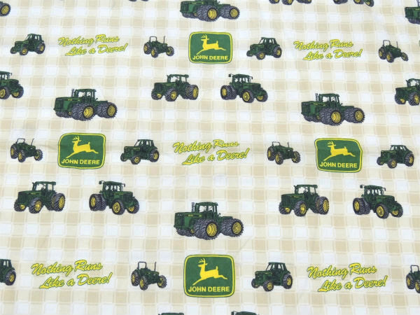 【John Deere】ジョンディア・鹿ロゴ&トラクター柄・ユーズドシーツ(ボックスタイプ)