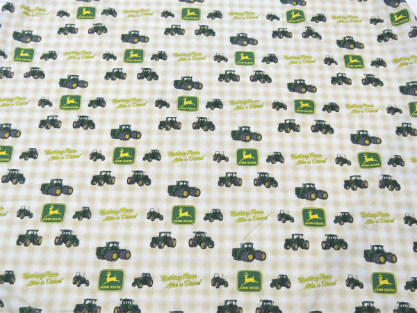 【John Deere】ジョンディア・鹿ロゴ&トラクター柄・ユーズドシーツ(ボックスタイプ)