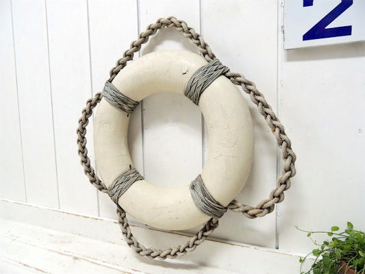 【マリン】編み込みロープ・ヴィンテージ・浮き輪・ライフブイ・救命ブイ USA・船舶
