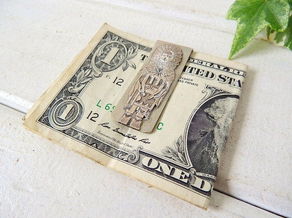 カチナ シルバー製・ヴィンテージ・マネークリップ インディアン USA ネイティブ