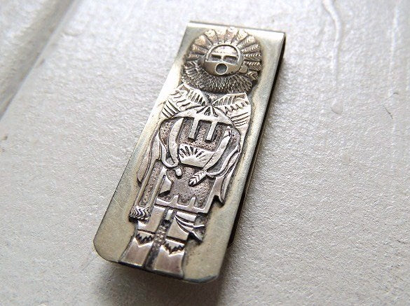 カチナ シルバー製・ヴィンテージ・マネークリップ インディアン USA ネイティブ