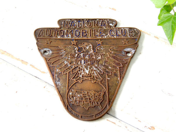 NATIONAL AUTOMOBILE CLUB 真鍮製 ヴィンテージ イーグル&アメリカ地図 アメ車 エンブレム モーター系