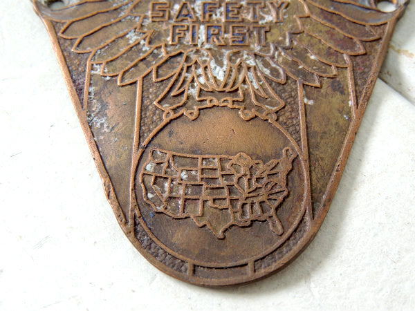 NATIONAL AUTOMOBILE CLUB 真鍮製 ヴィンテージ イーグル&アメリカ地図 アメ車 エンブレム モーター系