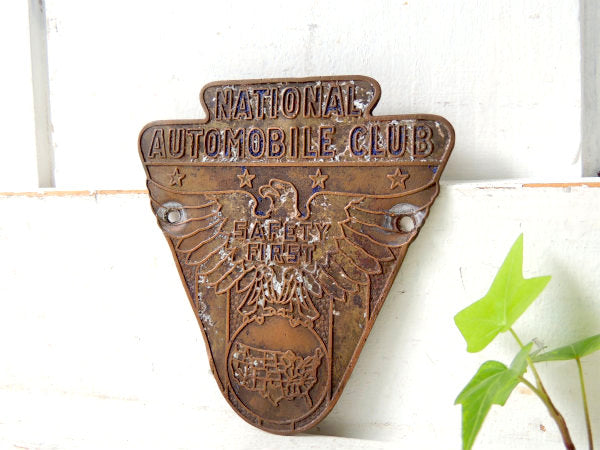 NATIONAL AUTOMOBILE CLUB 真鍮製 ヴィンテージ イーグル&アメリカ地図 アメ車 エンブレム モーター系