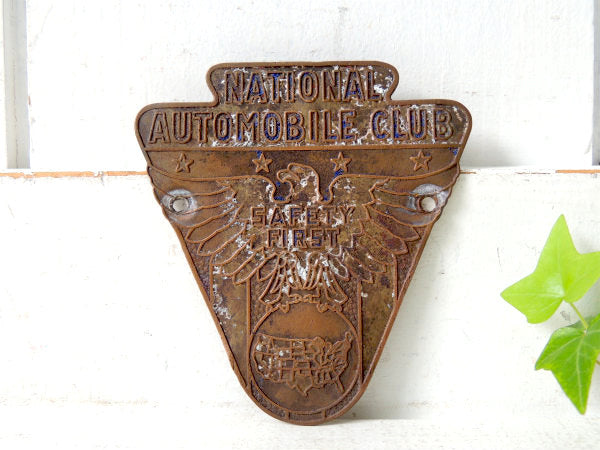 NATIONAL AUTOMOBILE CLUB 真鍮製 ヴィンテージ イーグル&アメリカ地図 アメ車 エンブレム モーター系