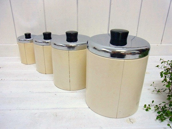 【ランズバーグ】ラインストーン付き・プードル柄・アンティーク・キャニスター4個セット