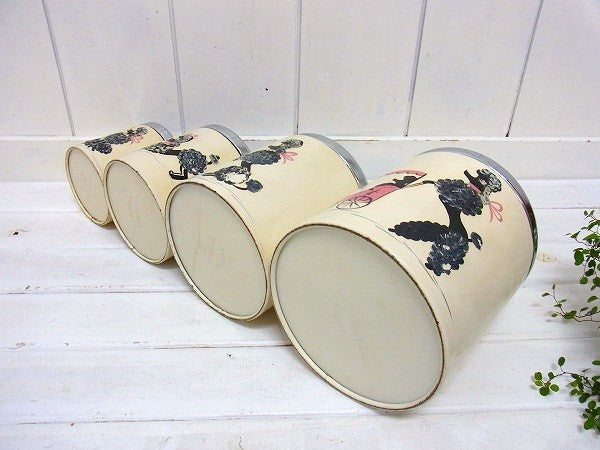 【ランズバーグ】ラインストーン付き・プードル柄・アンティーク・キャニスター4個セット